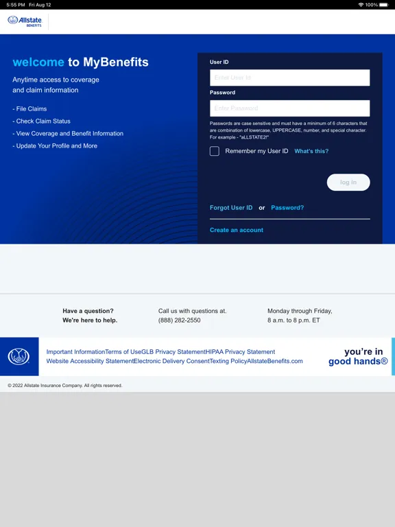 Capturas de tela do Allstate Benefits MyBenefits iPad 
