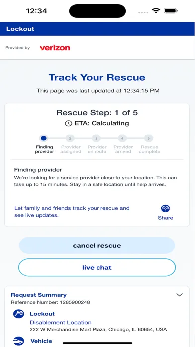 Verizon Roadside Assistance Screenshots