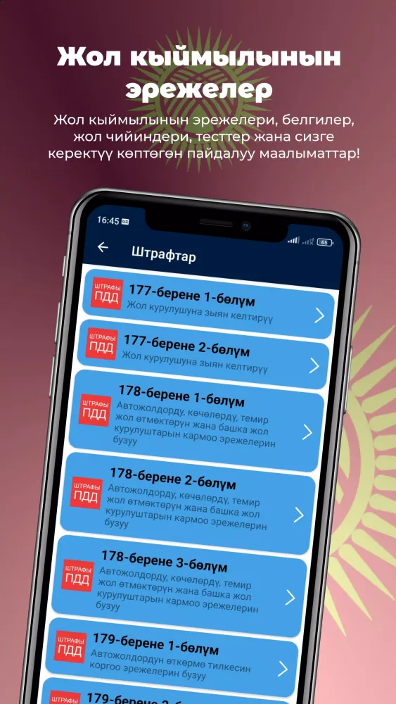 Жол эрежелери Кыргызстан 2025 Screenshots