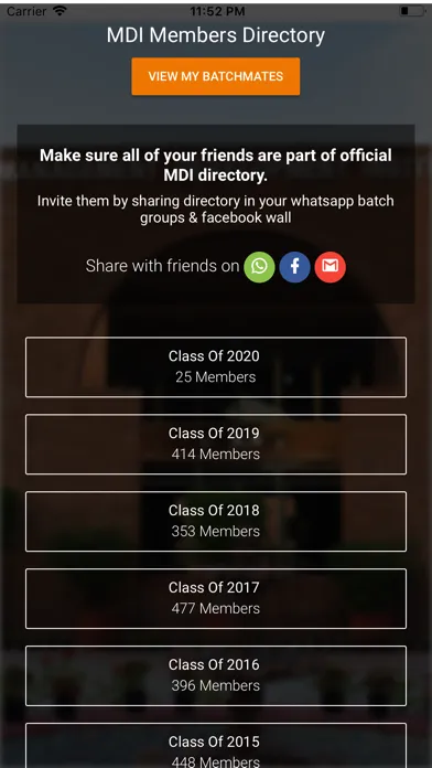 MDI Alumni Screenshots
