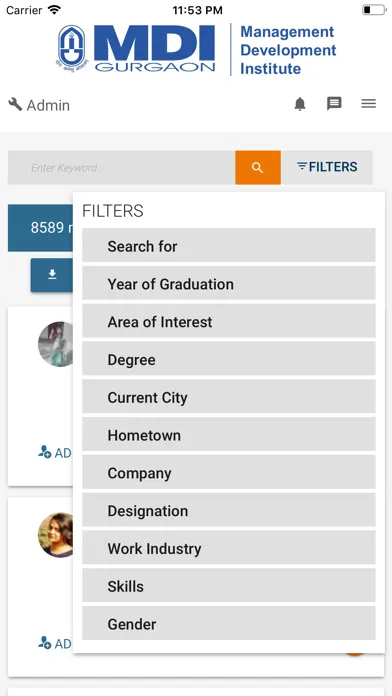 MDI Alumni Screenshots