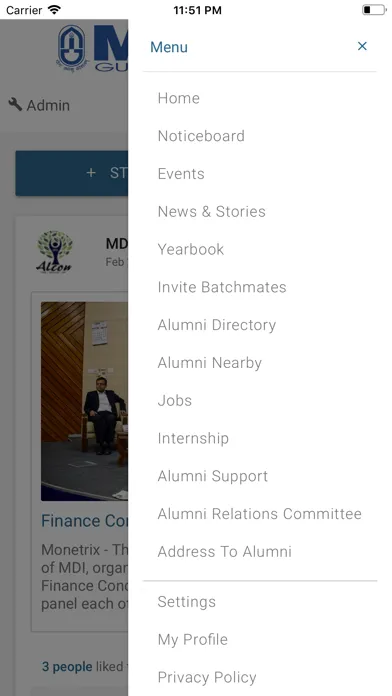 MDI Alumni Screenshots