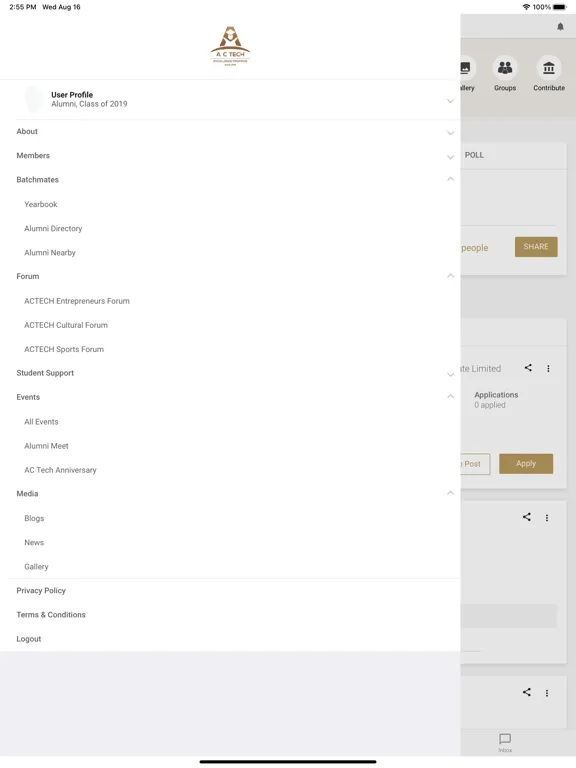 Zrzuty ekranu Actech Alumni iPad 