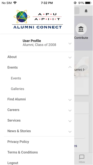 Zrzuty ekranu APIIT & APU Alumni Connect