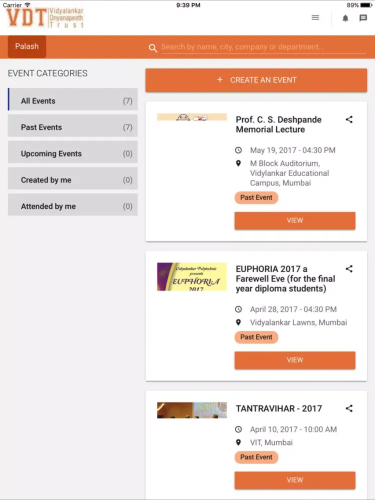 Ảnh chụp màn hình của Vidyalankar Alumni iPad 