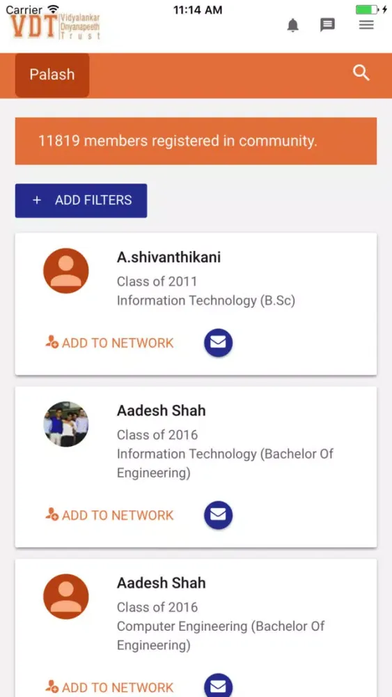 Ảnh chụp màn hình của Vidyalankar Alumni