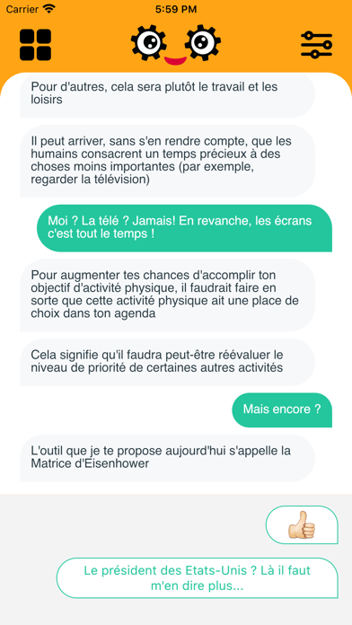 Tangkapan layar HAB le chatbot qui te motive