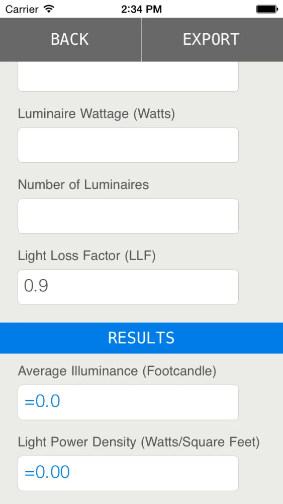 Ảnh chụp màn hình của Light Calc: Lighting Calculator for Lighting Designers