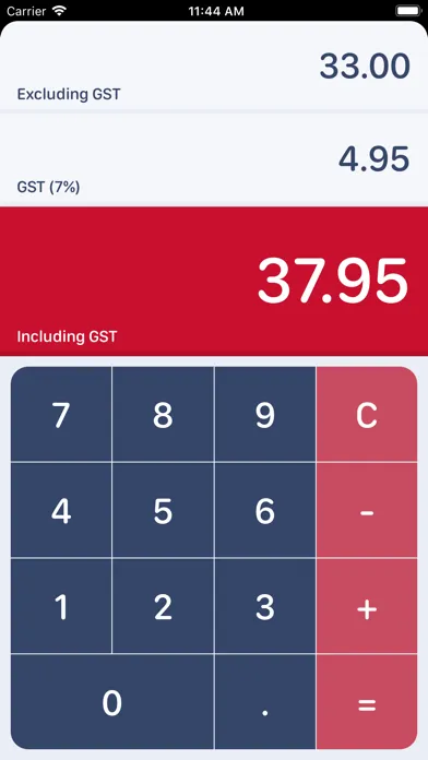 ภาพหน้าจอของ Singaporean GST Calculator