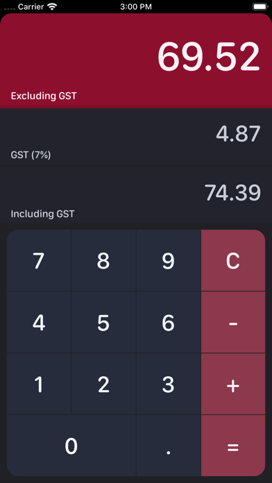 Singaporean GST Calculator Screenshots