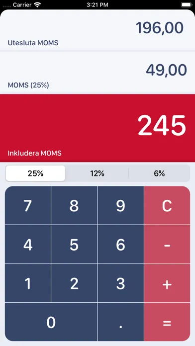 Swedish MOMS Calculator سکرین شاٹس
