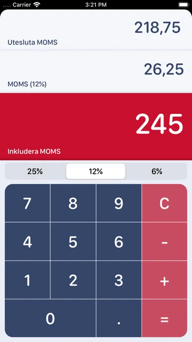 Swedish MOMS Calculator سکرین شاٹس
