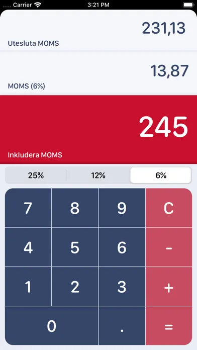 Swedish MOMS Calculator سکرین شاٹس