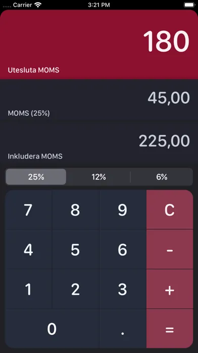 Swedish MOMS Calculator سکرین شاٹس