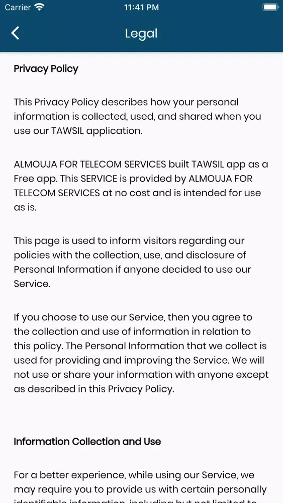 Ảnh chụp màn hình của TAWSIL CUSTOMER