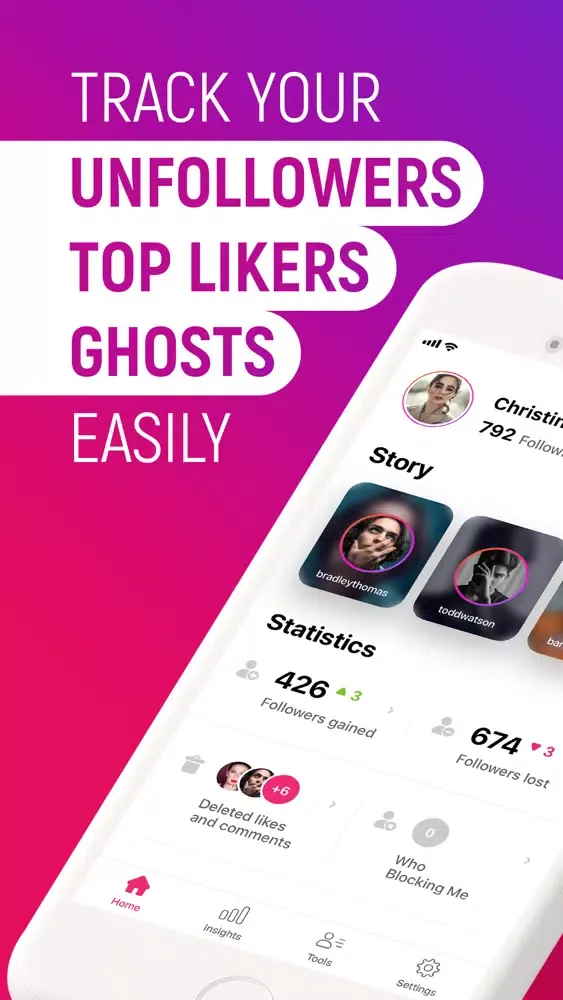 Capturas de tela do Ins Analyzer: IG Followers +