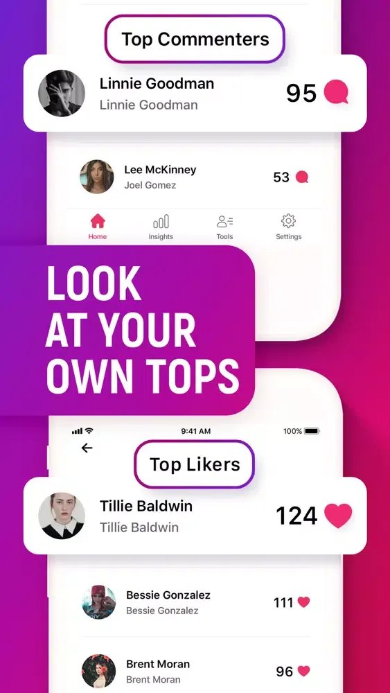 Capturas de tela do Ins Analyzer: IG Followers +