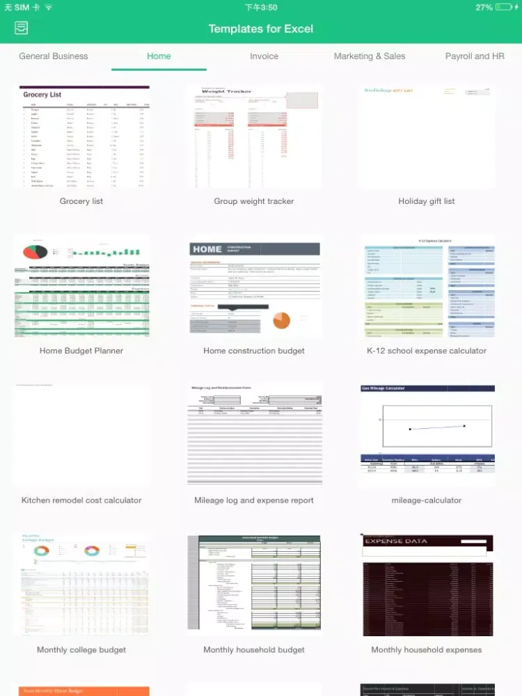 Capturas de tela do Templates for MS-Excel iPad 
