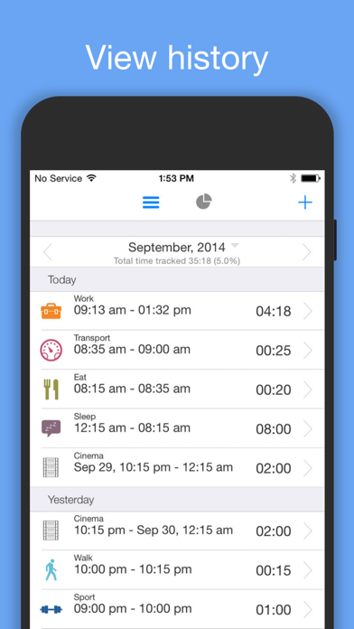 Tangkapan layar aTimeLogger Time Tracker