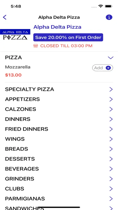 ภาพหน้าจอของ Alpha Delta Pizza - Restaurant