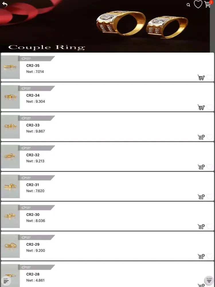 Tangkapan layar Kenvi Jewellers iPad 