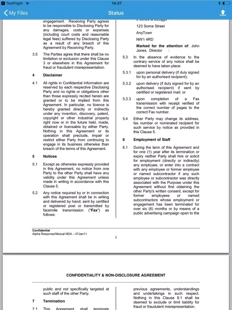 ภาพหน้าจอของ Sprint Docs iPad 
