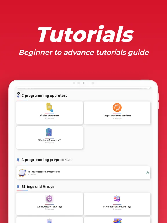 Learn C Programming Tutorials iPad Screenshots