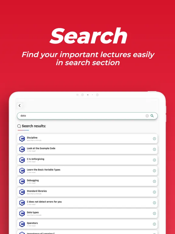 Learn C Programming Tutorials iPad Screenshots