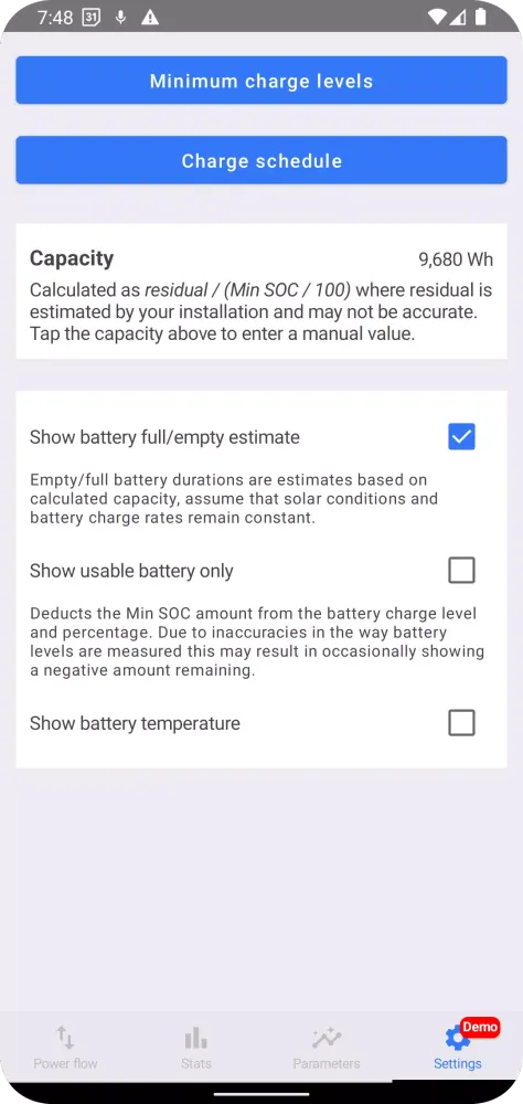 Zrzuty ekranu Energy Stats