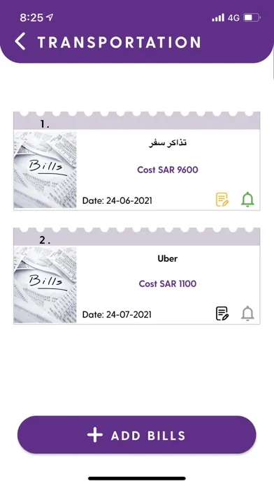 Captures d'écran de E-Bills