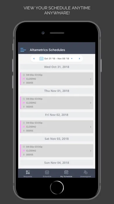 ภาพหน้าจอของ Altametrics Schedules