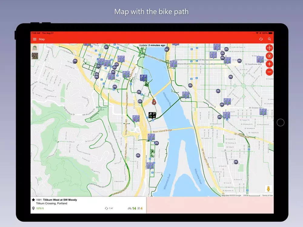Ảnh chụp màn hình của Portland Bikes iPad 