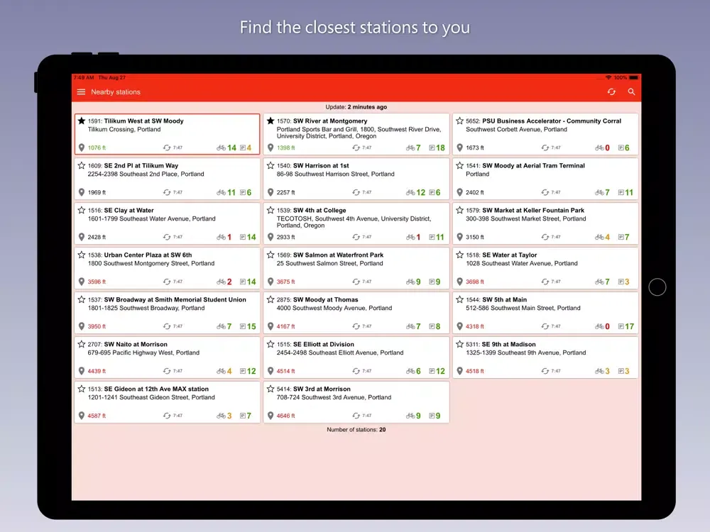 Ảnh chụp màn hình của Portland Bikes iPad 