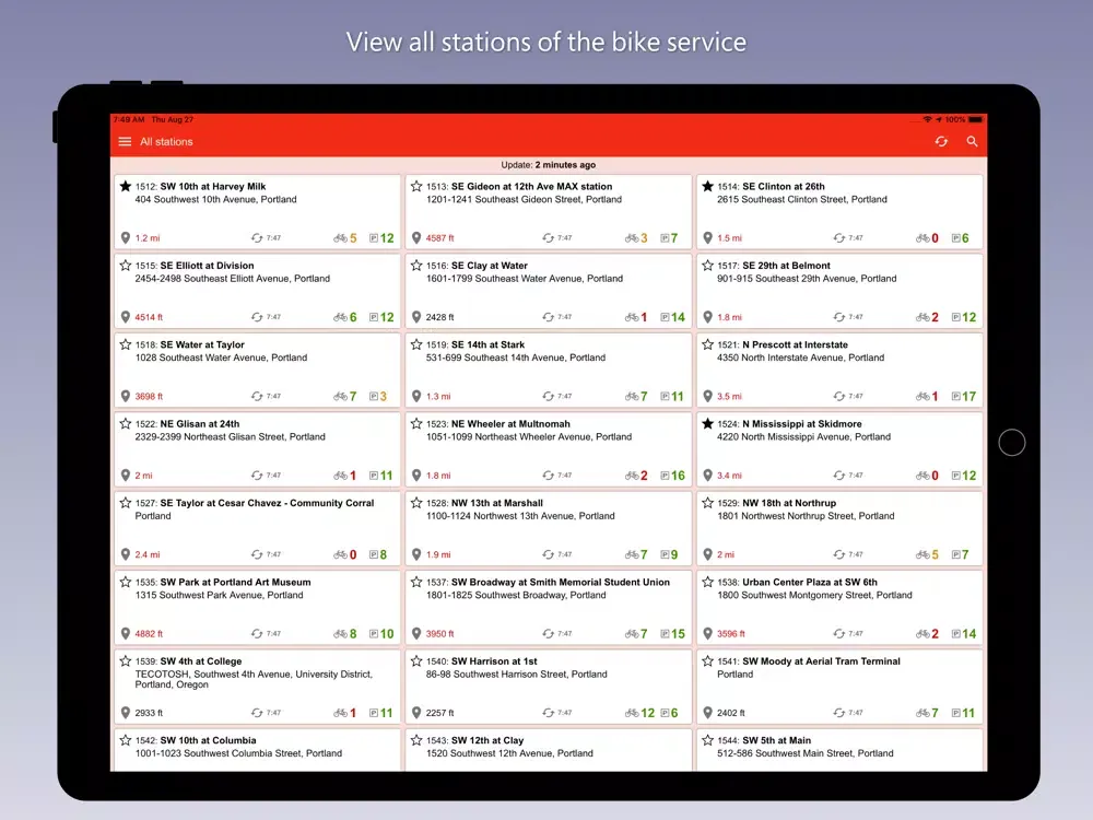Ảnh chụp màn hình của Portland Bikes iPad 