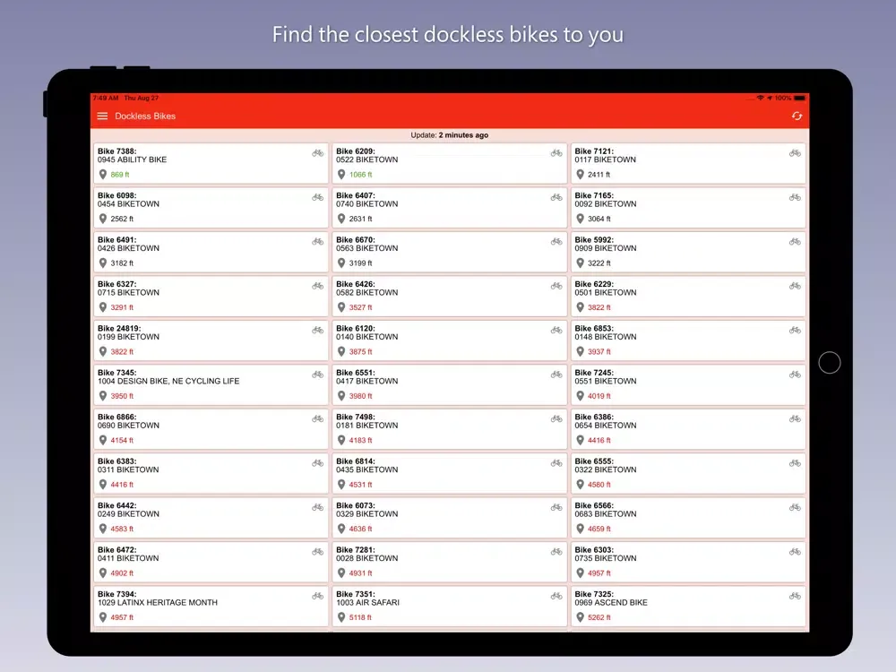 Ảnh chụp màn hình của Portland Bikes iPad 