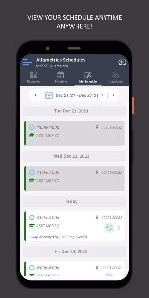 Altametrics Schedules Screenshots