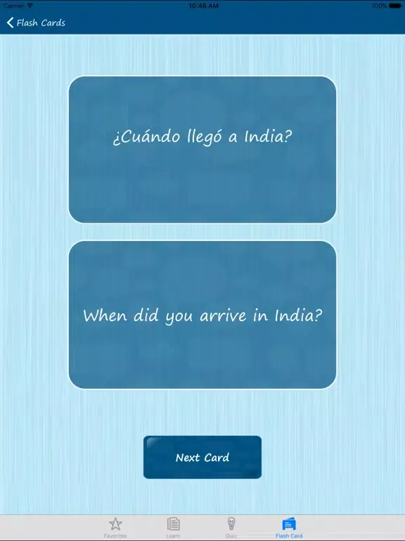 Learn Spanish Quickly - Phrases, Quiz, Flash Card iPad  스크린샷