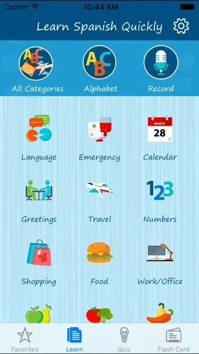 Learn Spanish Quickly - Phrases, Quiz, Flash Card 스크린샷