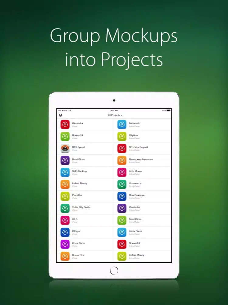 Capturas de pantalla de Mockup.io – Mobile UI Prototyping and Presentation iPad 