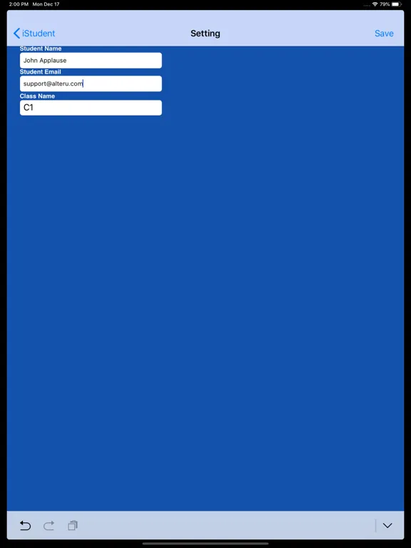 Capturas de tela do iStudent iPad 