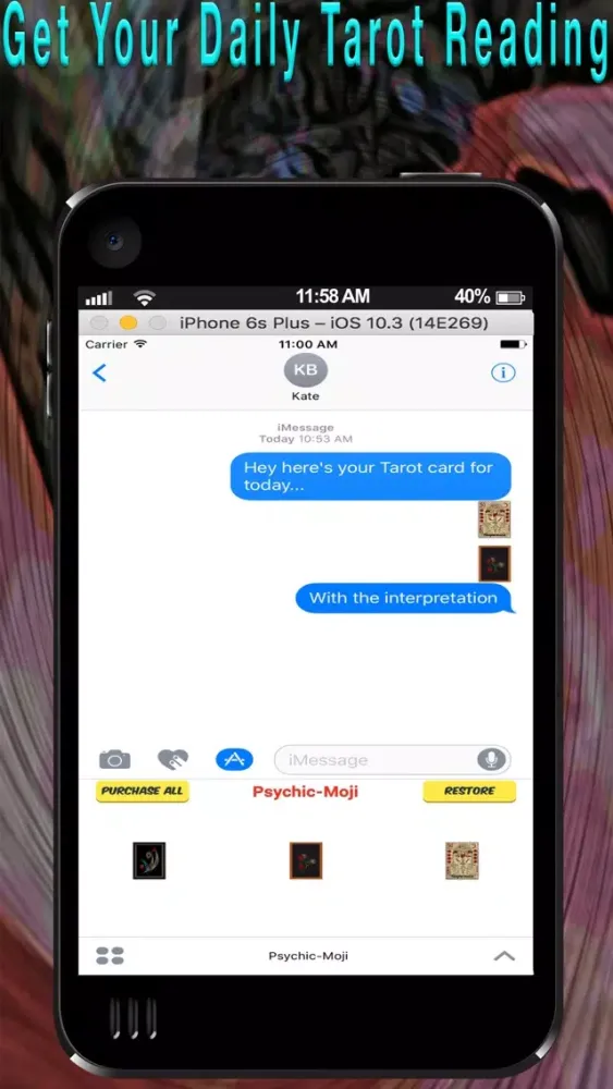 PsychicMoji -Your Daily Tarot Emoji Messenger App سکرین شاٹس