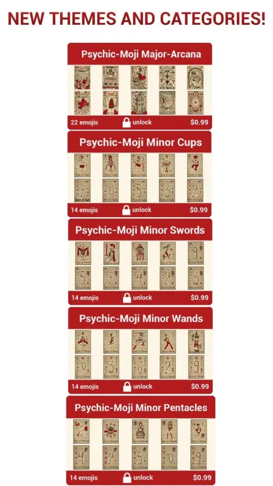 PsychicMoji -Your Daily Tarot Emoji Messenger App سکرین شاٹس