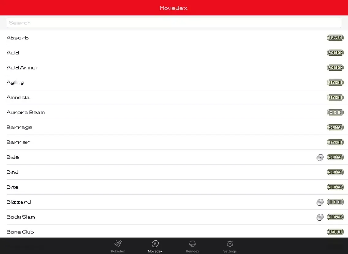 Tangkapan layar 151 - A Pokédex for Pokémon RBY iPad 