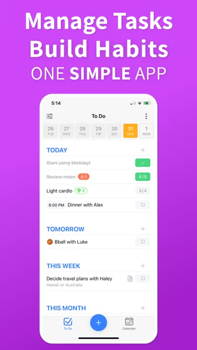 Motidayt: Tasks, Habits, Goals স্ক্রিনশট