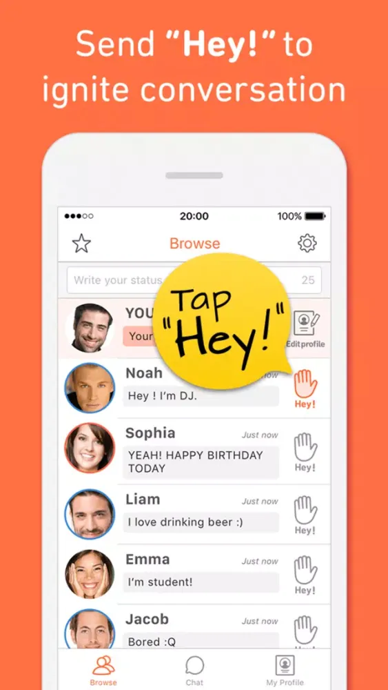 Chatting with international friends -Hit Me Up!- Chat,Meet New people, Foreigners, Stranger স্ক্রিনশট