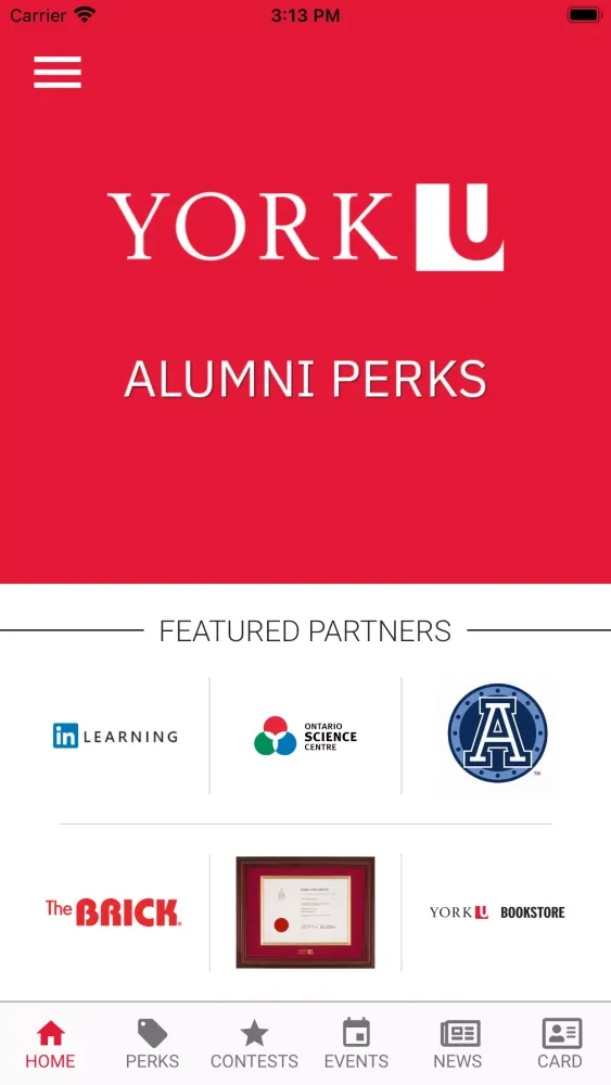 Ảnh chụp màn hình của York U Alumni Perks