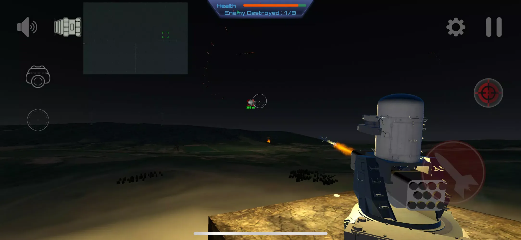 Ảnh chụp màn hình của C-RAM Simulator: Air defense
