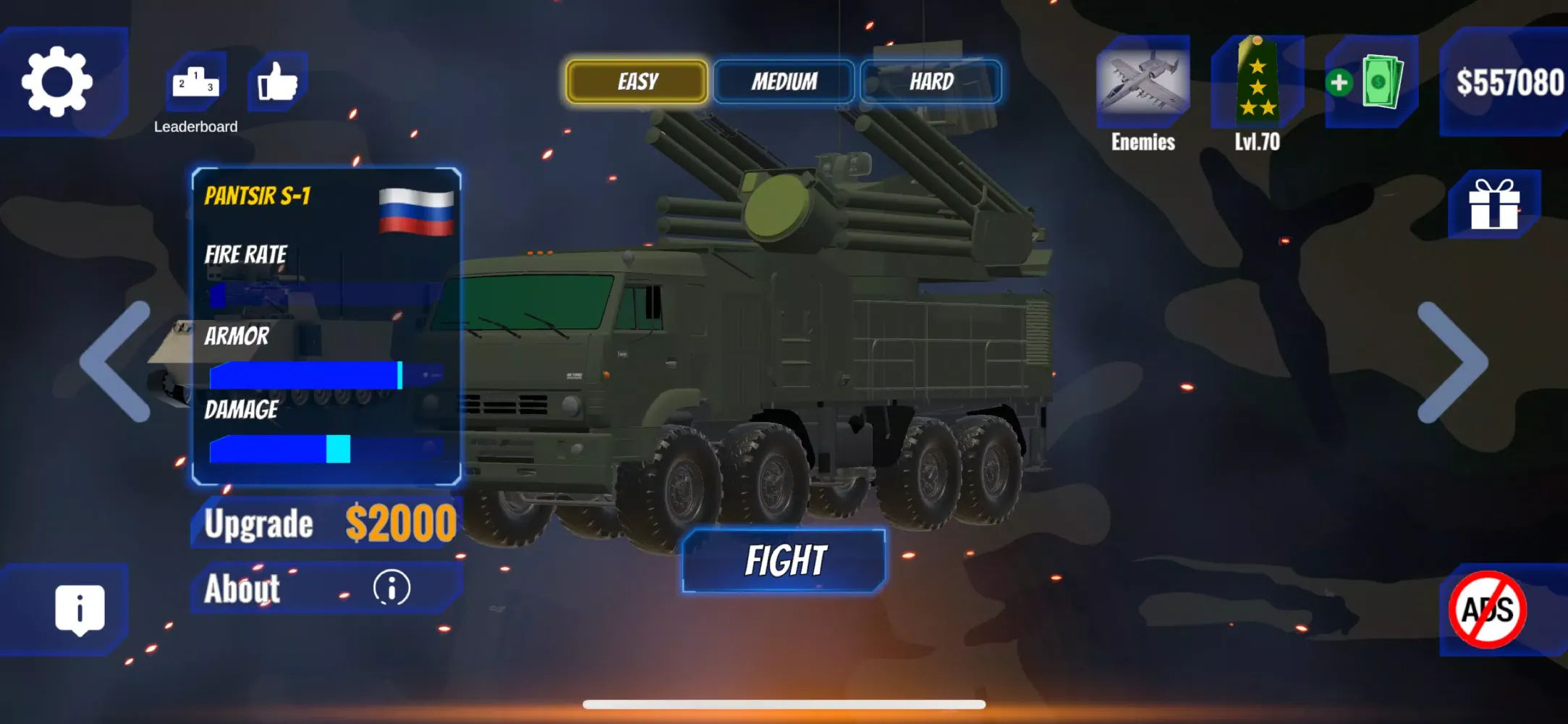 Ảnh chụp màn hình của C-RAM Simulator: Air defense