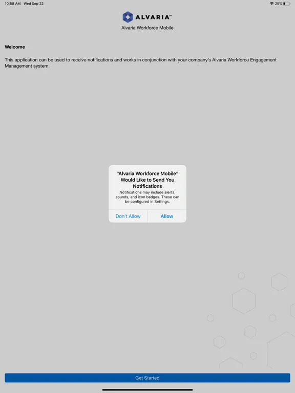 Ảnh chụp màn hình của Alvaria Workforce Mobile iPad 