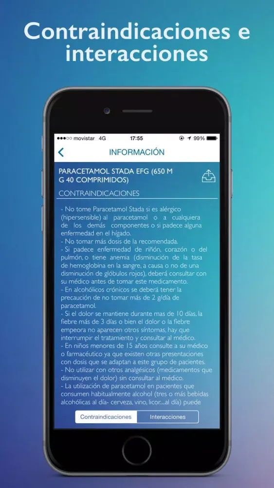 Infarmon: Base de datos de fármacos sin receta. Interacciones y contraindicaciones de cada medicamento应用截图